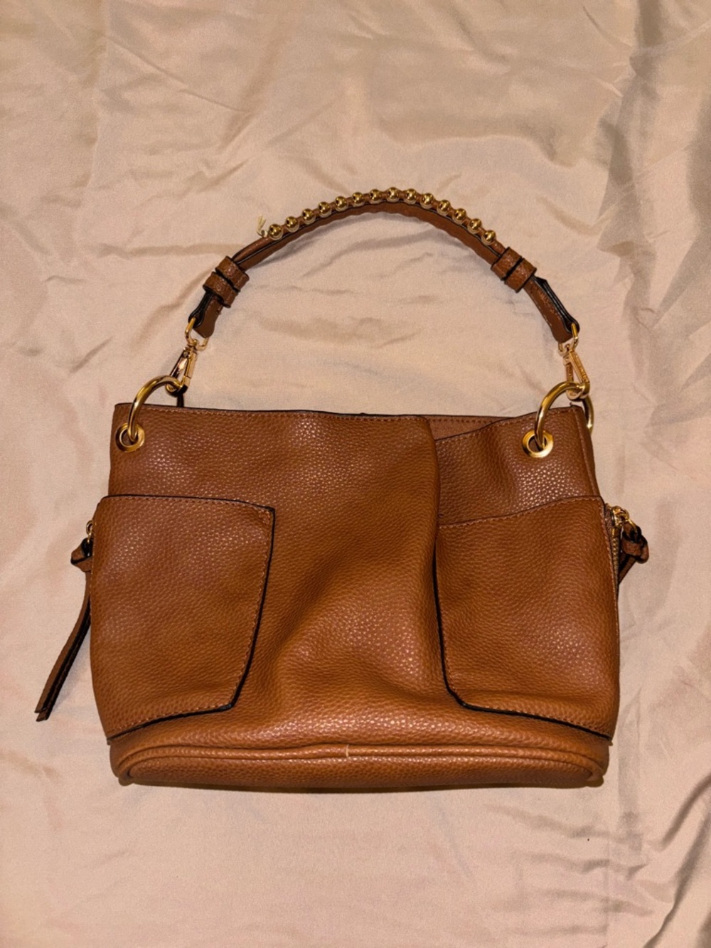 Steve Madden Brown Leather Chain-Handle Shoulder Bag